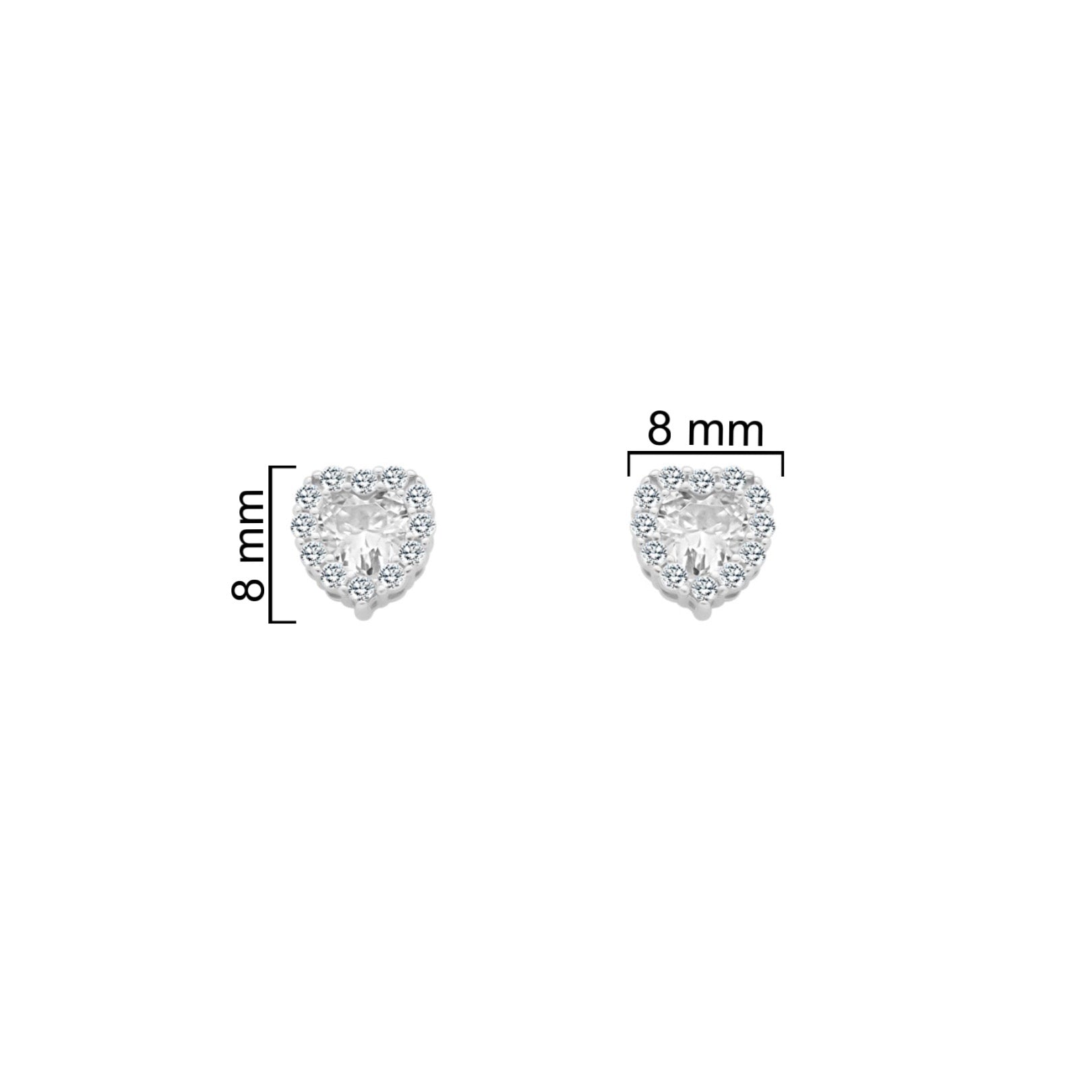 Sterling Silver CZ Heart Stone With Halo Studs