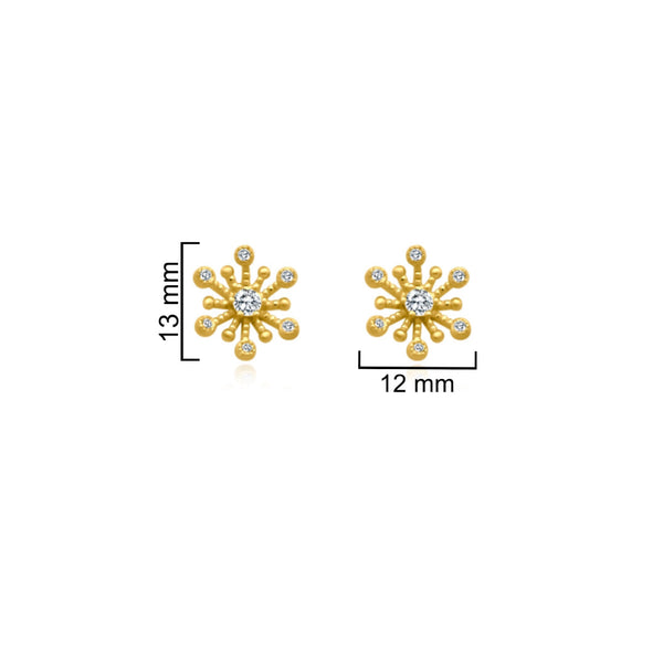 Sterling Silver Gold Plated Floral CZ Studs