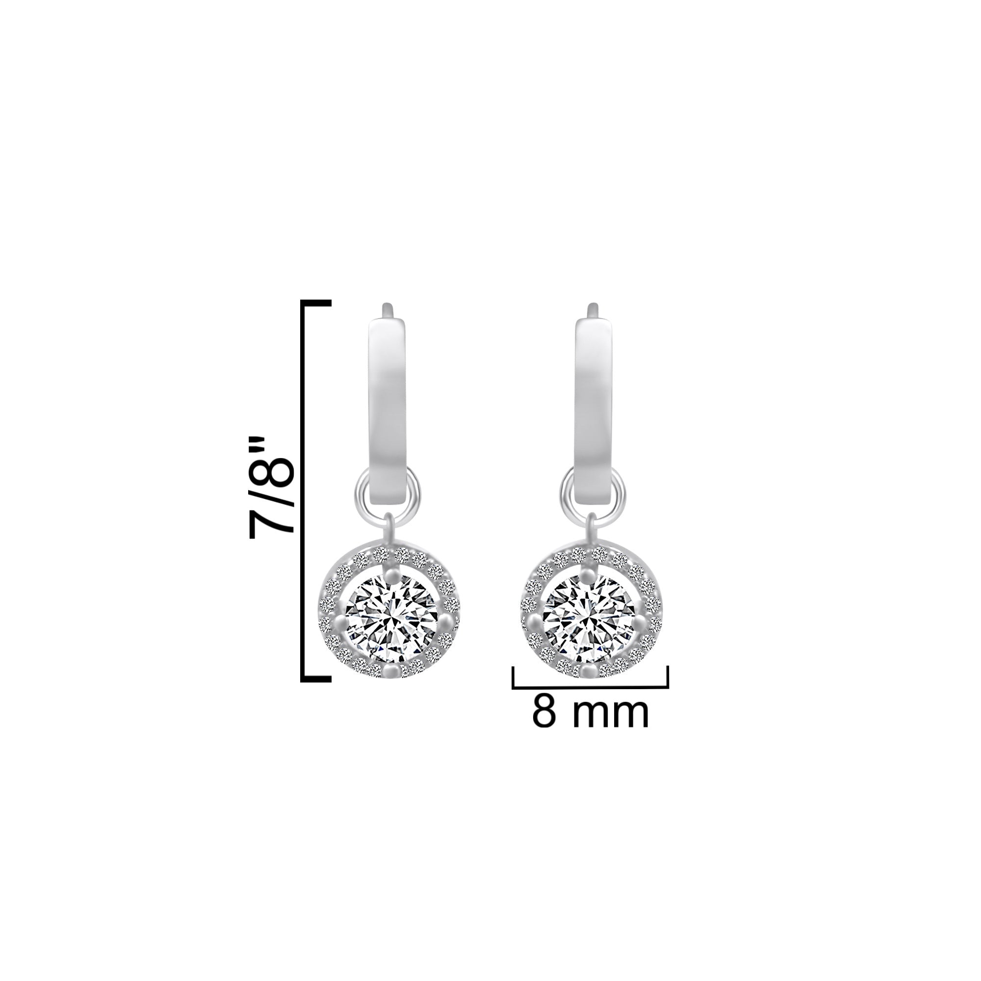 Sterling Silver Hoop With Dangle CZ Charm Earrings