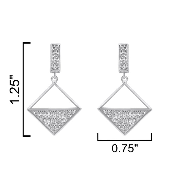 Sterling Silver Diamond Shape Dangle Earrings