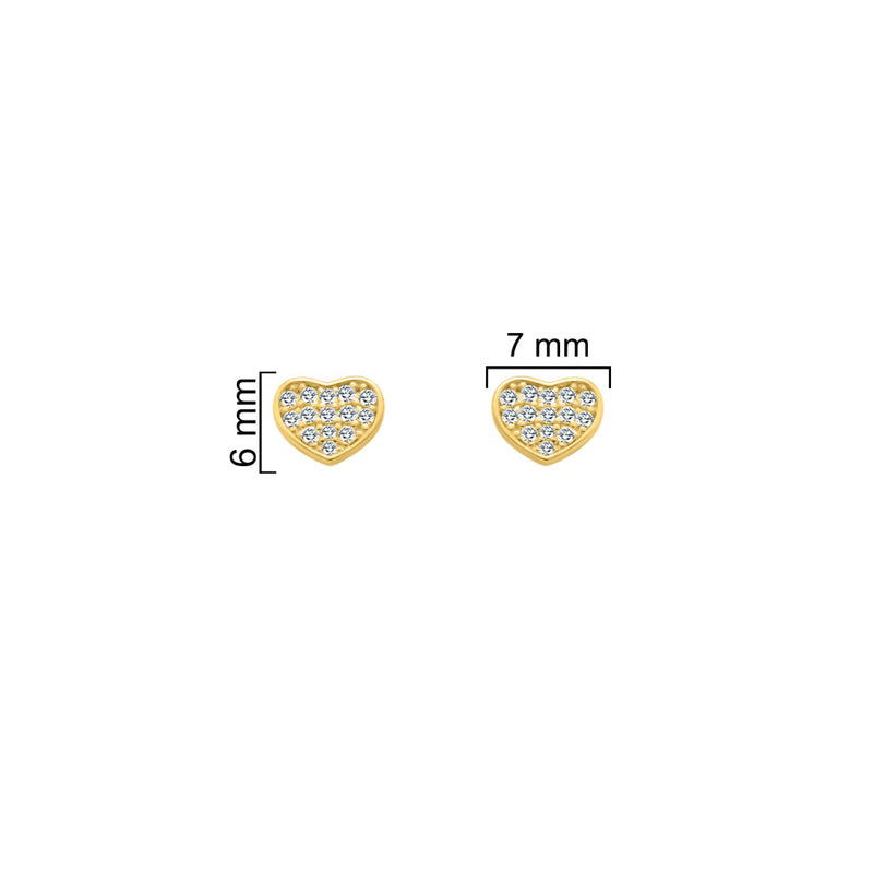 Sterling Silver Gold Plated CZ Heart Studs