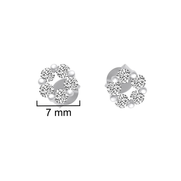 Sterling Silver Flower Stud CZ Earrings