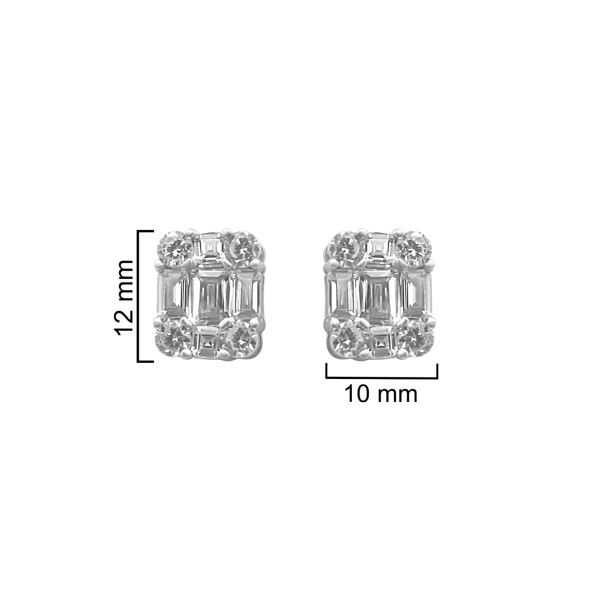 Sterling Silver Large CZ Rectangle Earrings