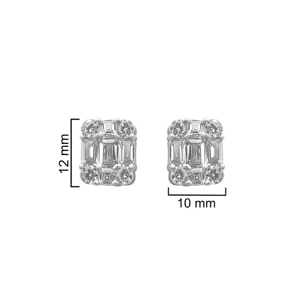 Sterling Silver Large Cz Rectangle Earrings