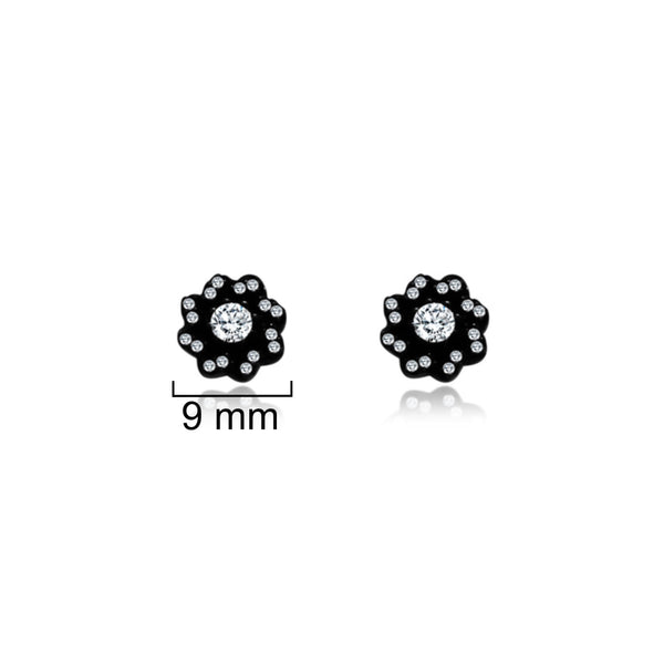 Black Flower Studs