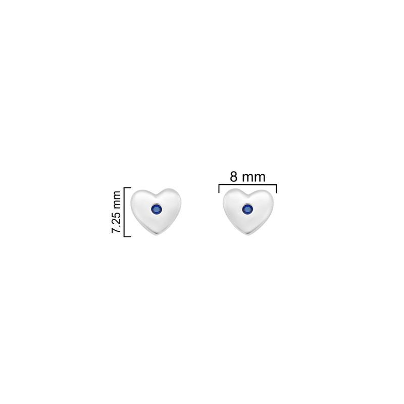 Sterling Silver Heart With Small Blue Stone Studs