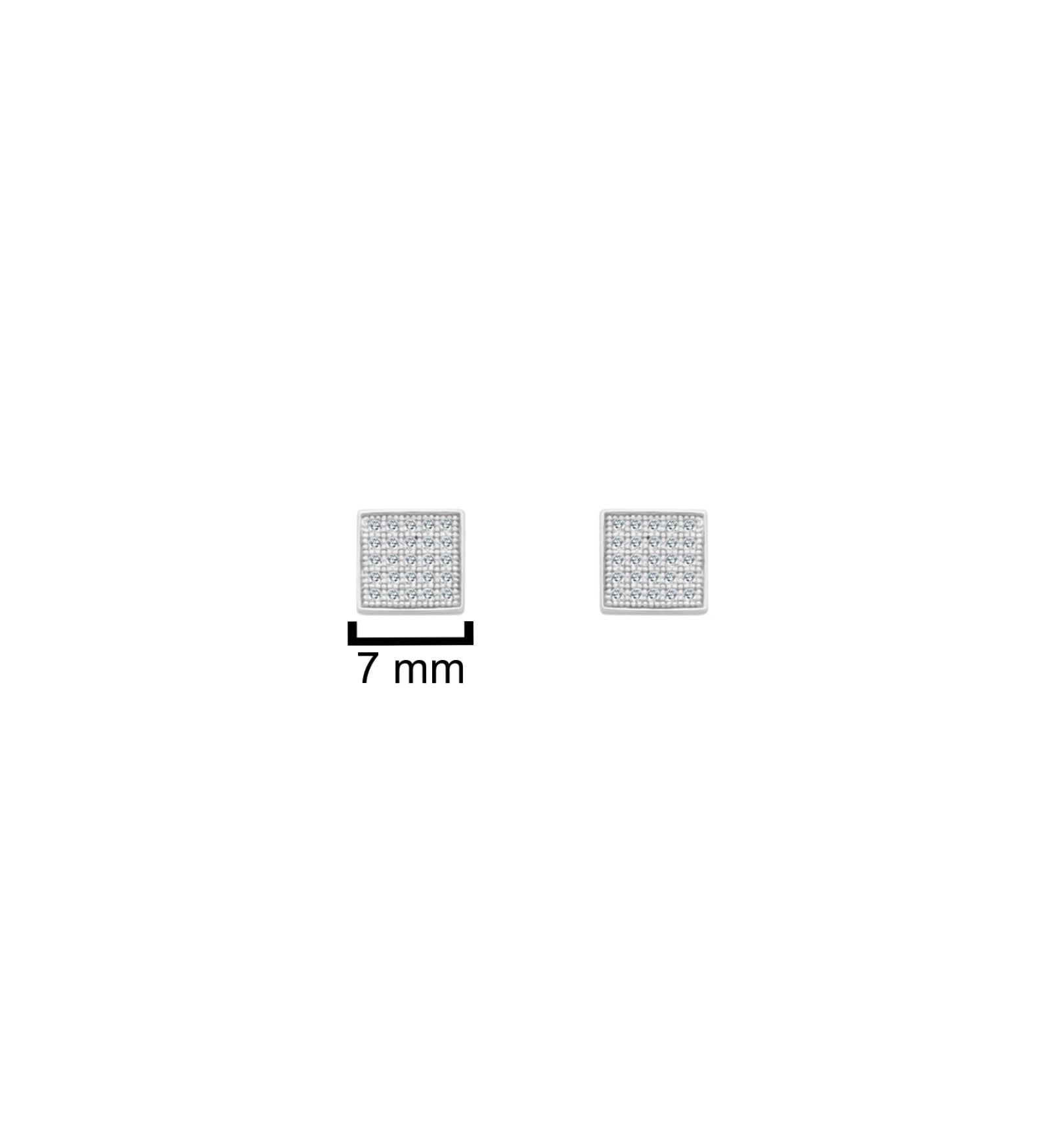 Sterling Silver Square CZ Screwback Studs
