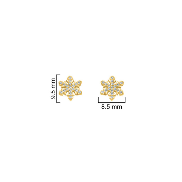 Sterling Silver Gold Plated CZ Snowflake Studs
