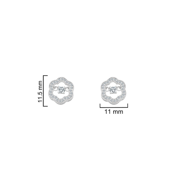 Sterling Silver CZ Flower Halo Earrings