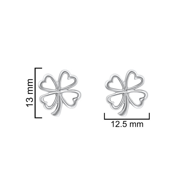 Sterling Silver 4 Leaf Clover Heart Earrings