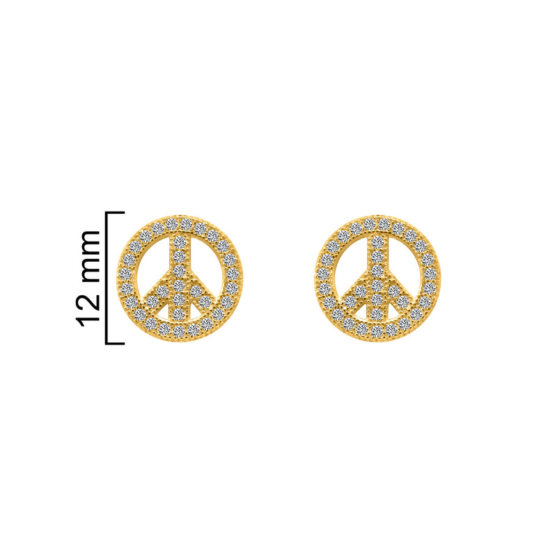 Sterling Silver Peace Sign Studs