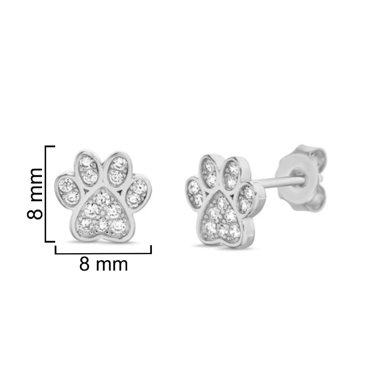 Sterling Silver Paw Print Studs