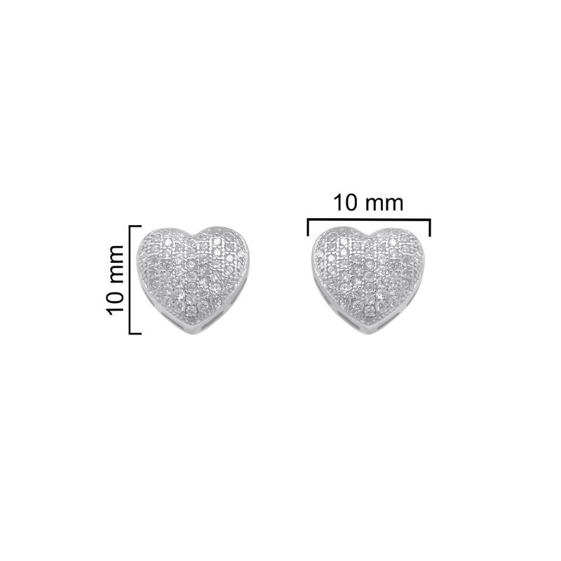 Sterling Silver Micro Pave Heart Earrings
