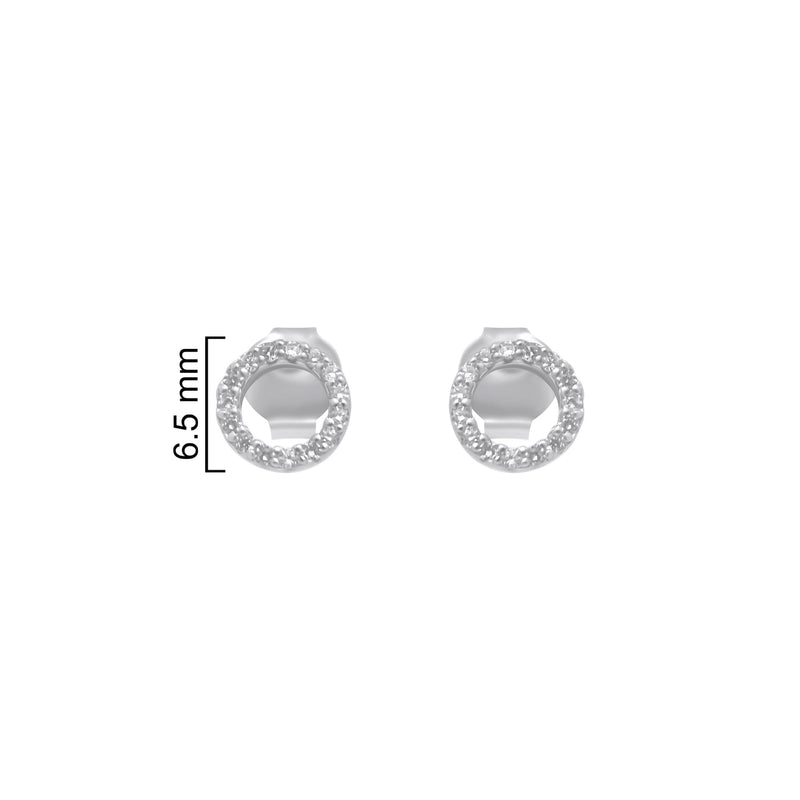 Sterling Silver Open Circle CZ Stud Earrings