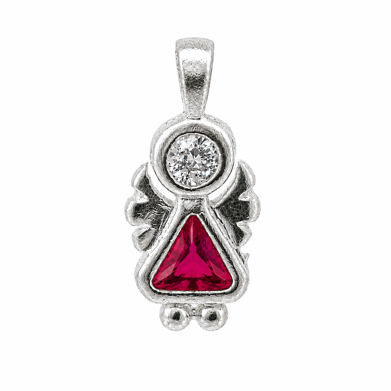 Sterling Silver Angel Birthstone Pendant