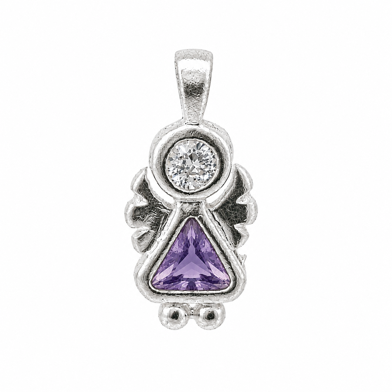 Sterling Silver Angel Birthstone Pendant