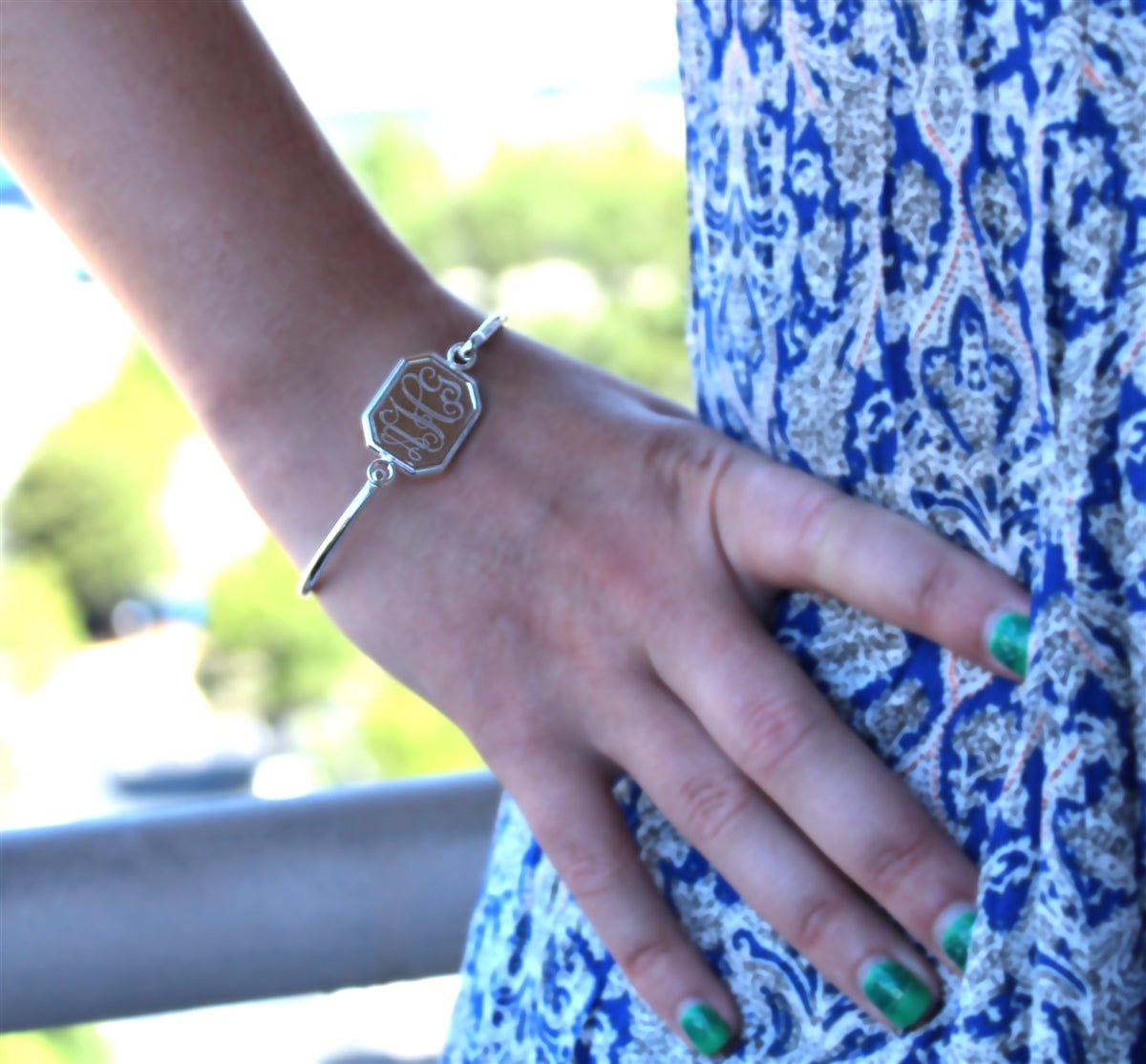 German Silver Engravable Octagon Bangle