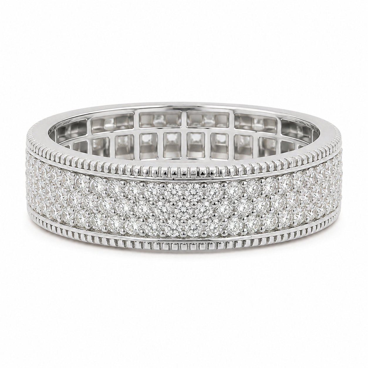 Sterling Silver Moissanite Thick Pave Band 1.91 CTW