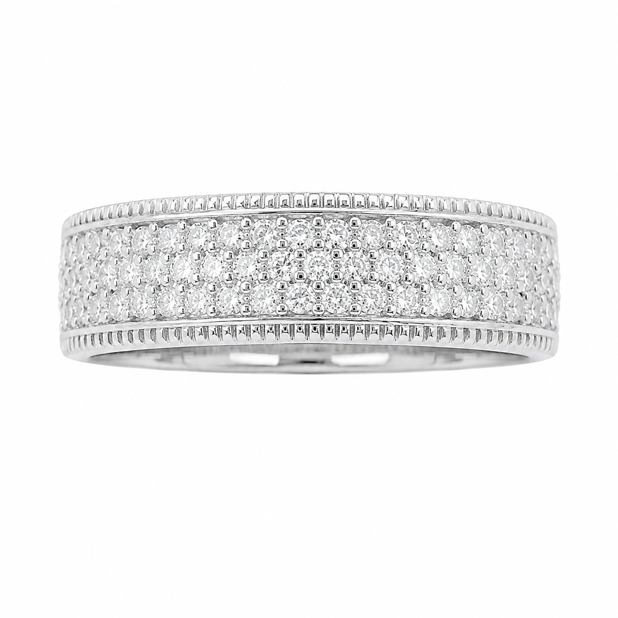 Sterling Silver Moissanite Thick Pave Band 1.91 CTW