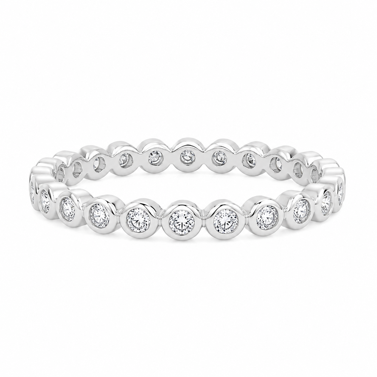 Sterling Silver Moissanite 2mm Bubble Eternity Band
