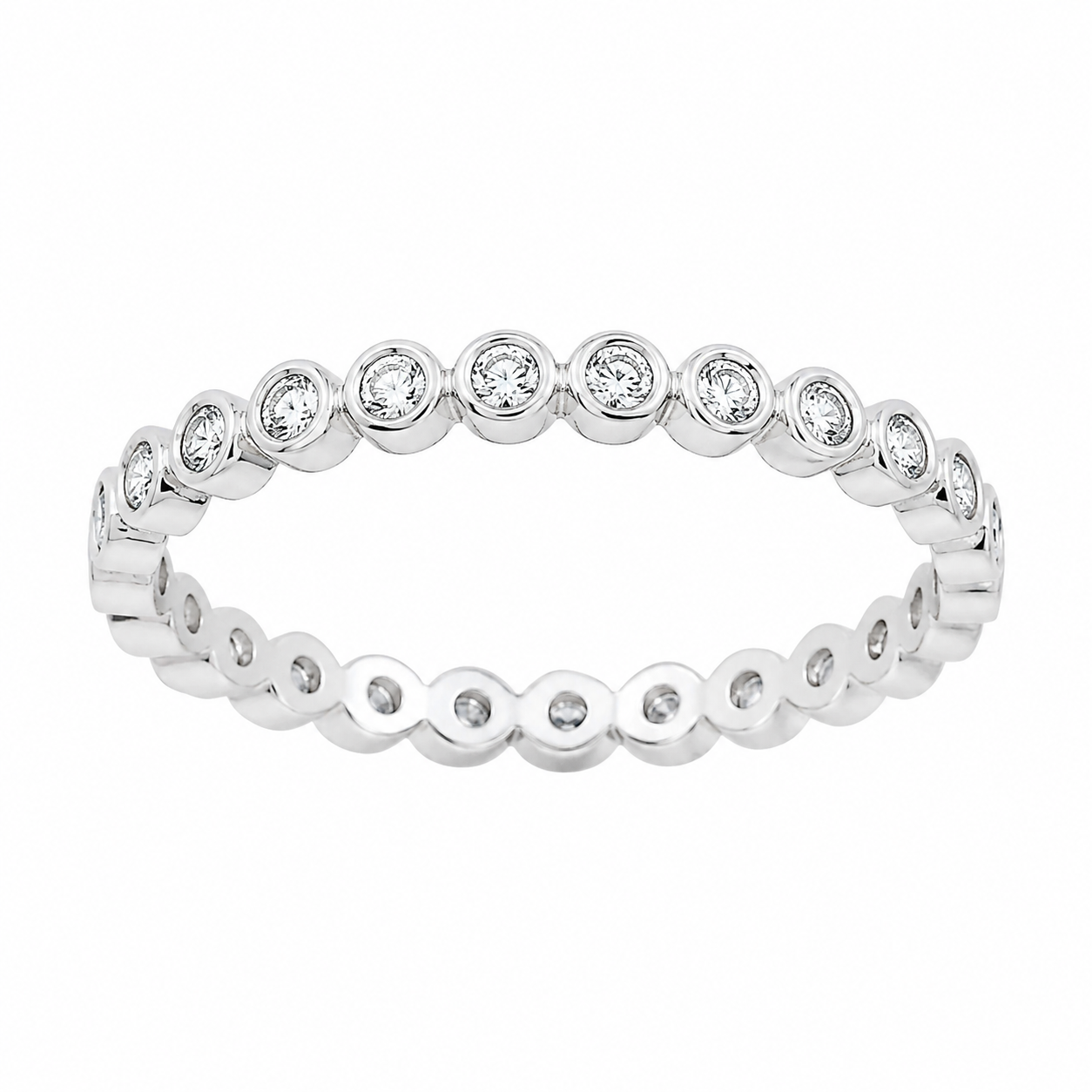 Sterling Silver Moissanite 2mm Bubble Eternity Band