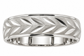 Sterling Silver 6mm Diamond-Cut Chevron Pattern Wedding Band Ring