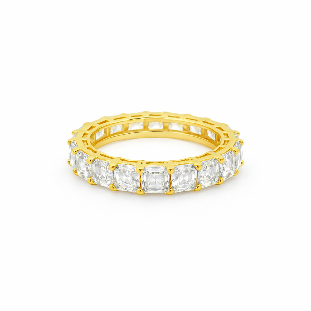 Sterling Silver Moissanite 3.5mm Asscher Cut Eternity Band