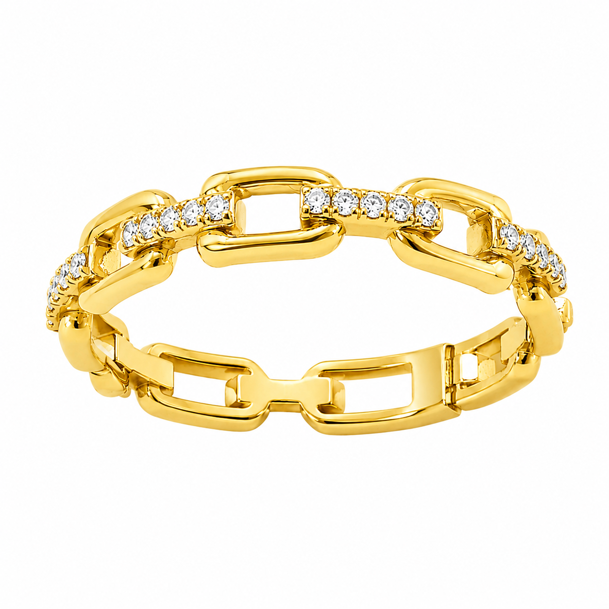 Sterling Silver Moissanite Horseshoe Link Eternity Band