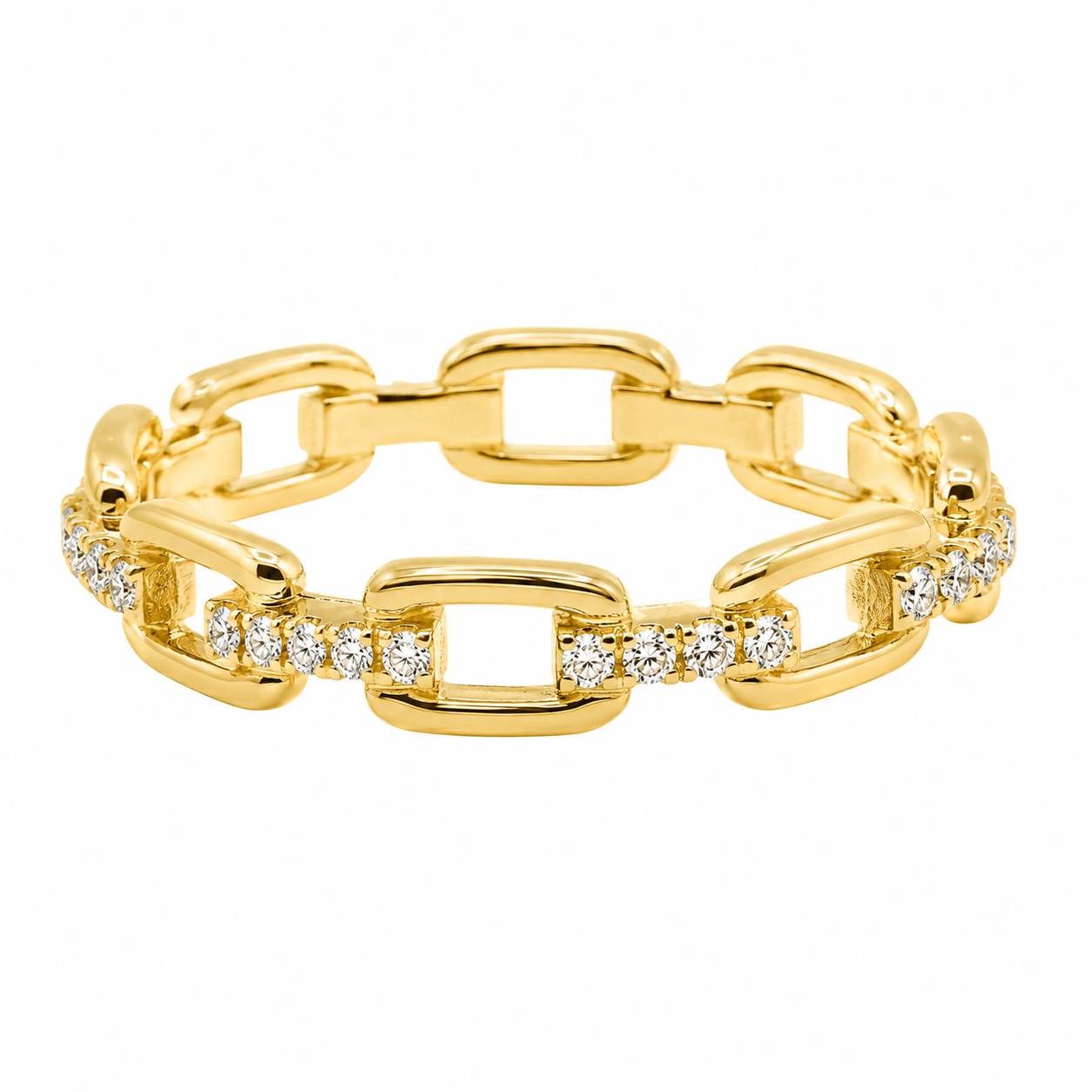 Sterling Silver Moissanite Horseshoe Link Eternity Band