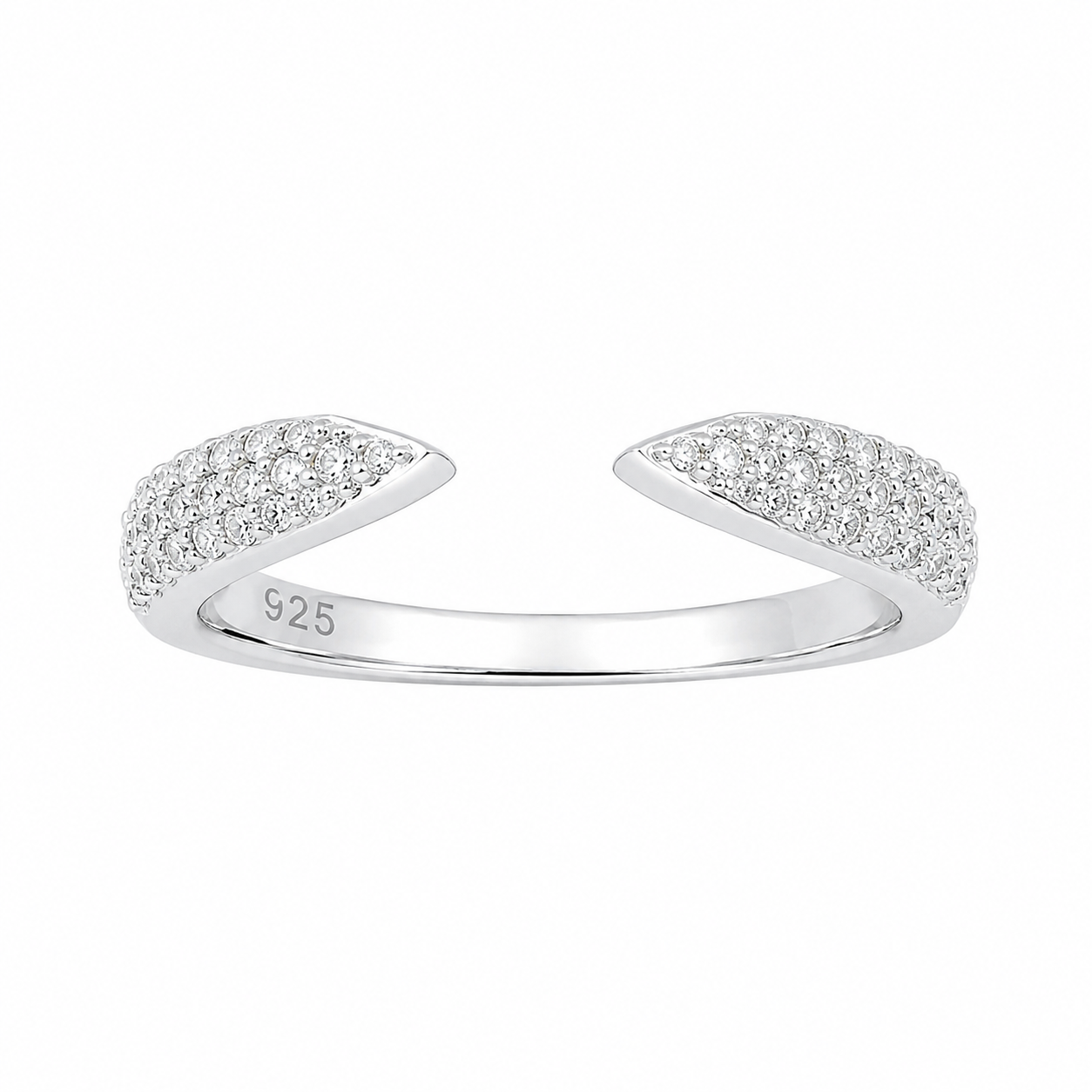 Sterling Silver Moissanite Pave Open Gap Wedding Band