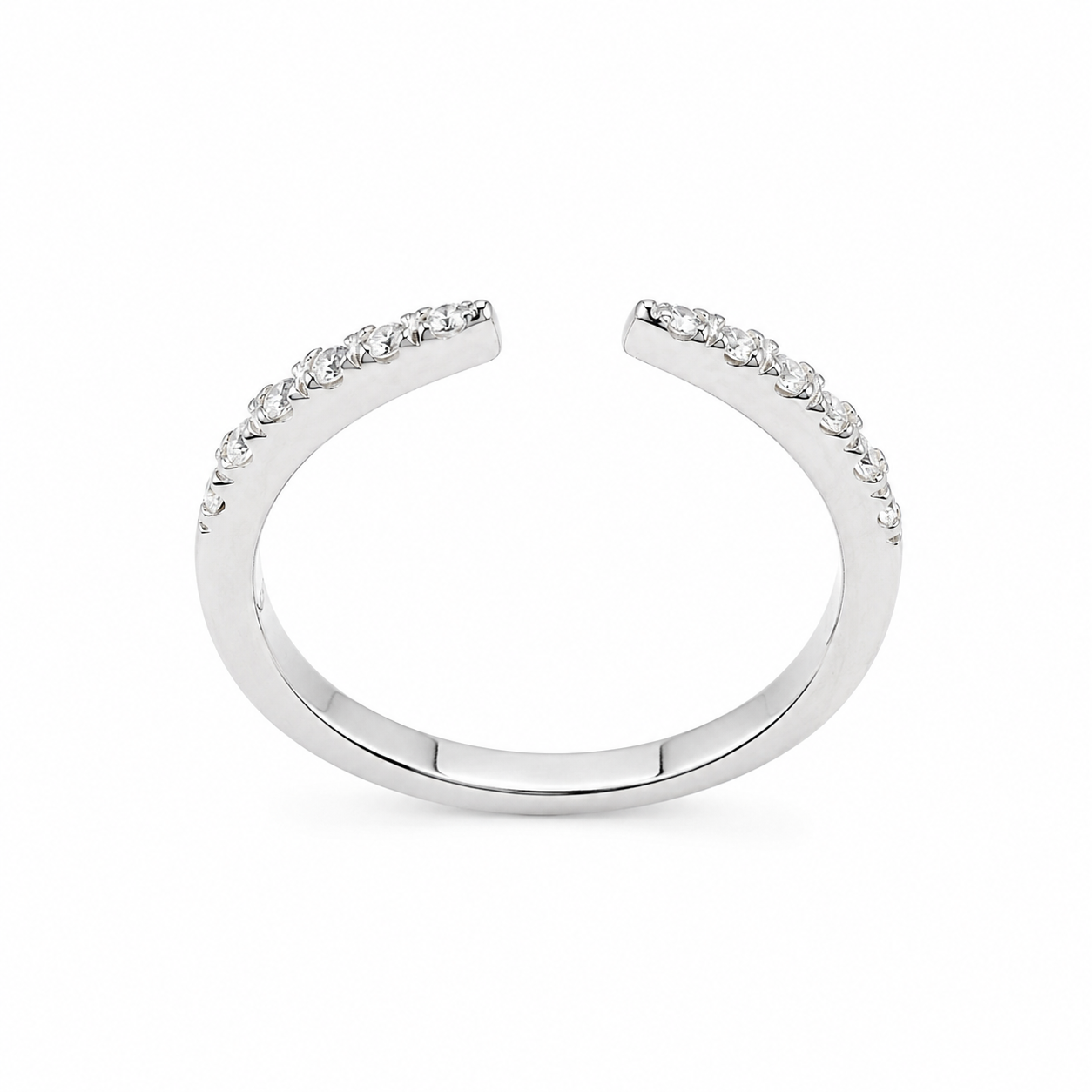 Sterling Silver Moissanite Open Gap Wedding Band