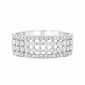 Sterling Silver Four Row Moissanite Pave Half Eternity Band