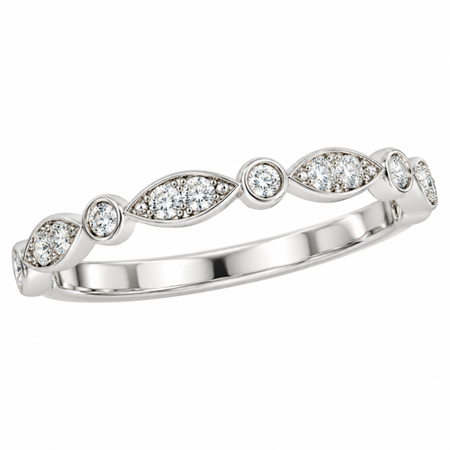 Sterling Silver Moissanite Marquise/Round Shape Accent Band - 0.05 CTW