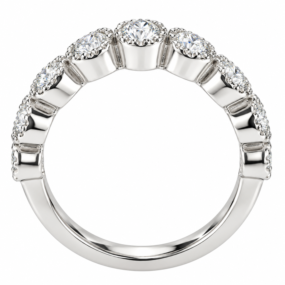 Sterling Silver Moissanite Bubble Half Eternity Accent Band - 0.72 CTW VVS D