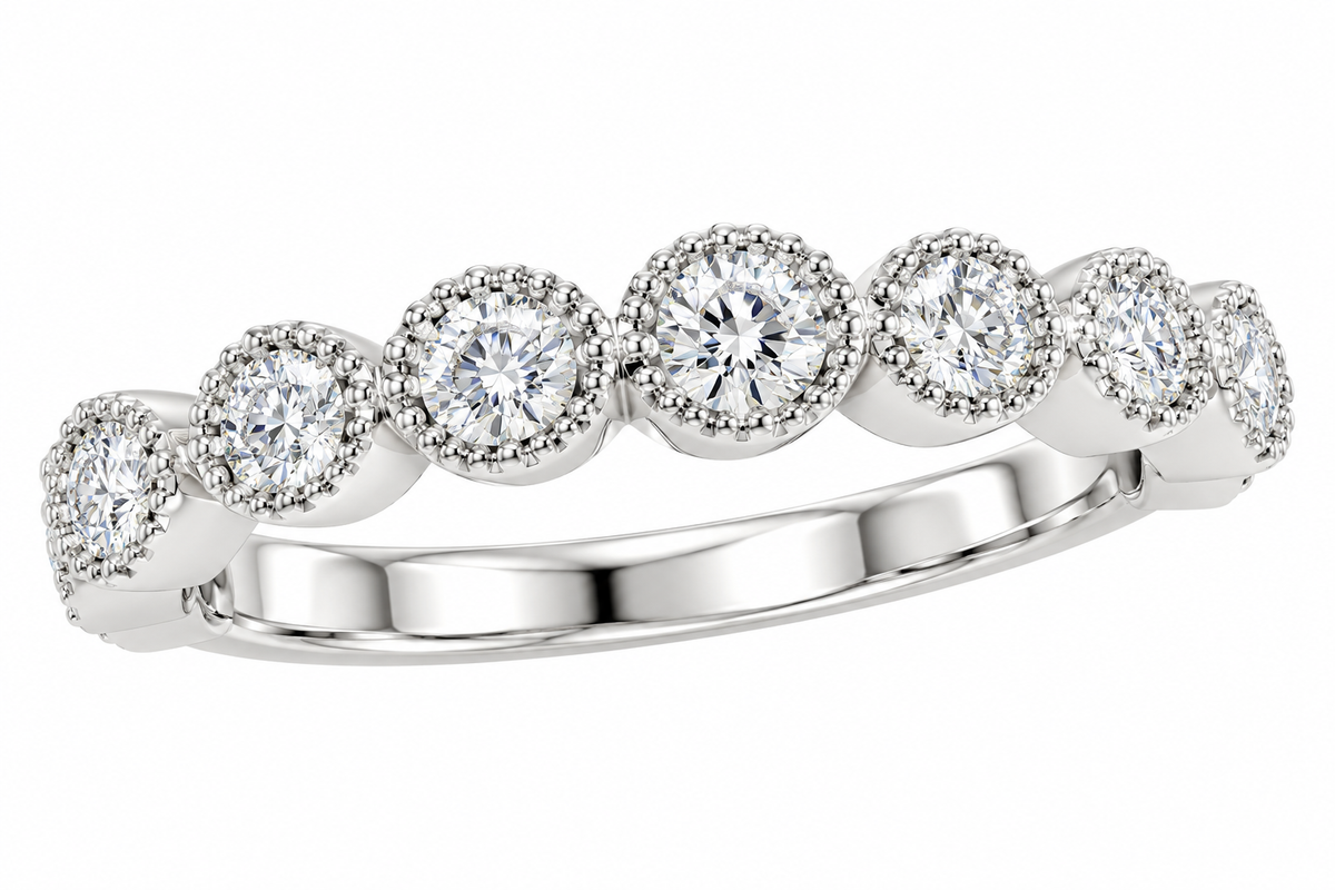 Sterling Silver Moissanite Bubble Half Eternity Accent Band - 0.72 CTW VVS D
