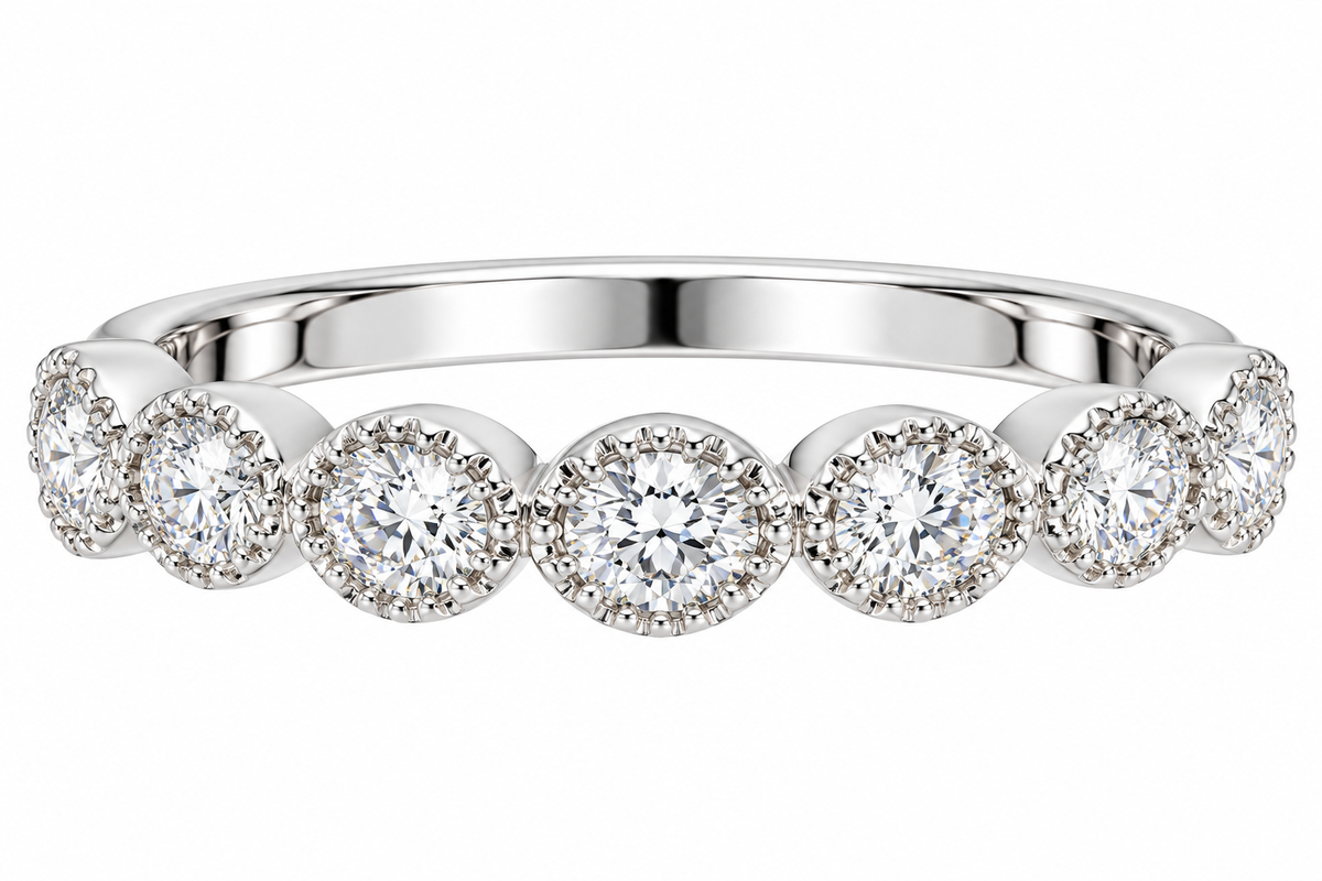Sterling Silver Moissanite Bubble Half Eternity Accent Band - 0.72 CTW VVS D