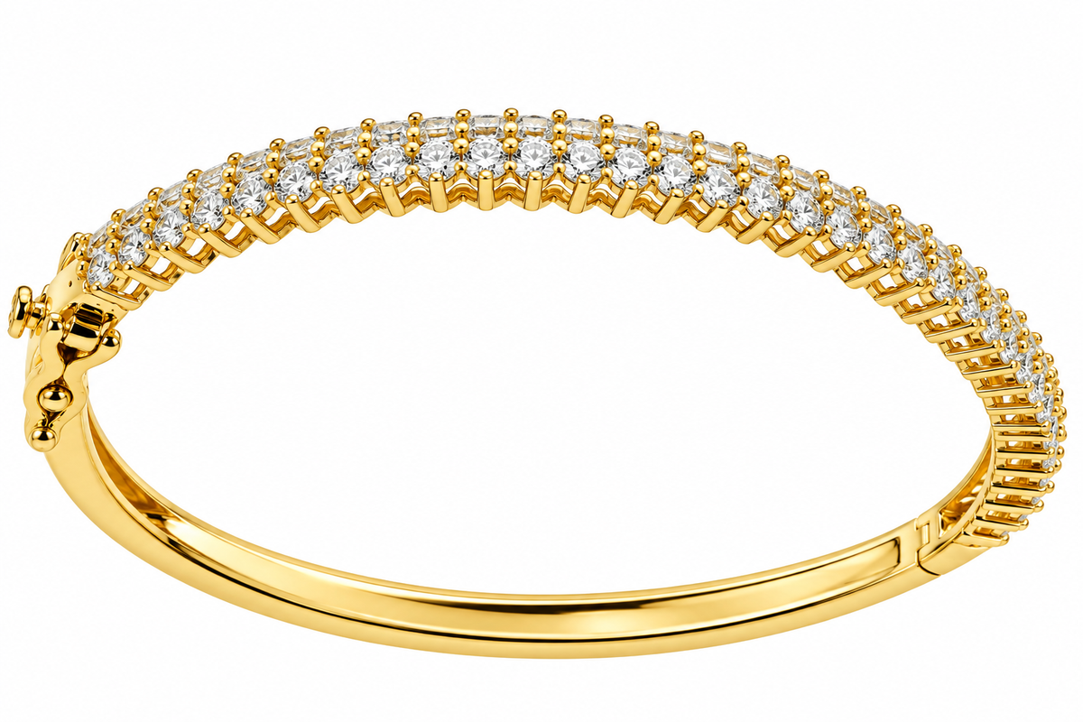Sterling Silver Baguette/Round Moissanite Bangle - 2.98 CTW VVS D (6.75")