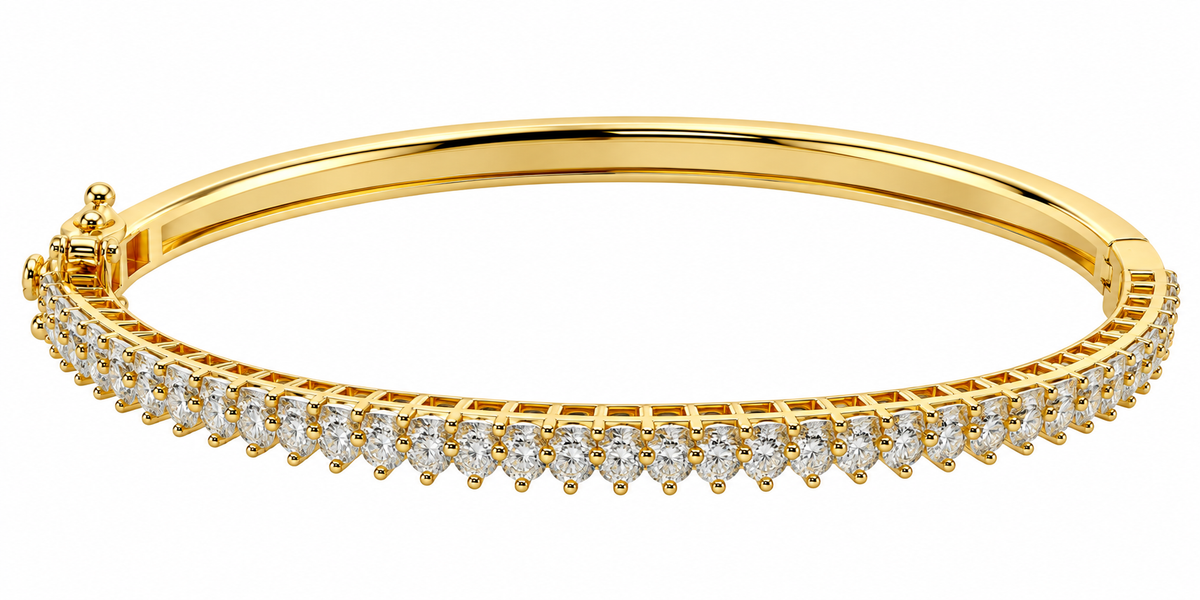 Sterling Silver Baguette/Round Moissanite Bangle - 2.98 CTW VVS D (6.75")