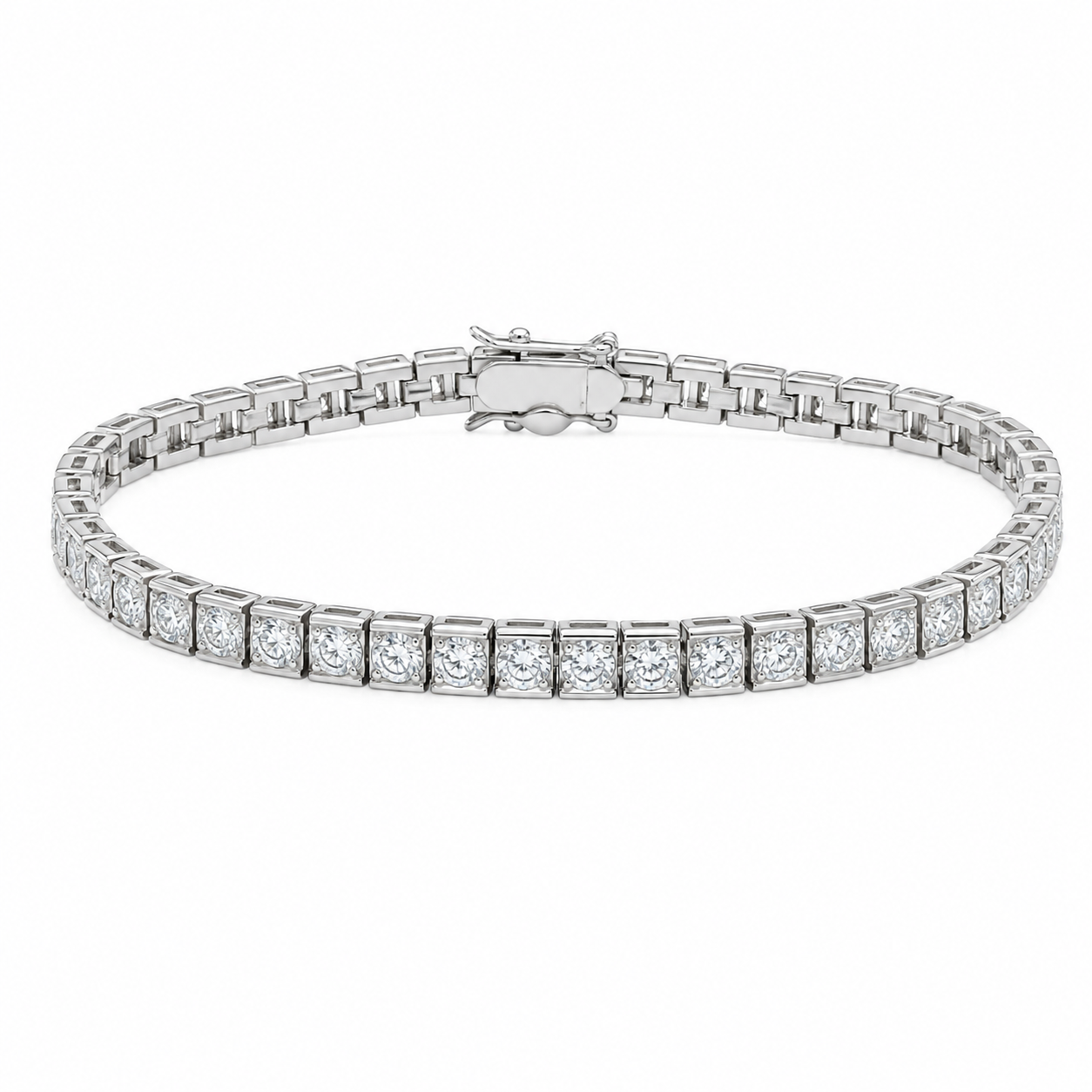 Sterling Silver Moissanite 4mm Tennis Bracelet