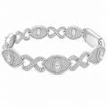 Sterling Silver Moissanite 9.55 CTW Evil Eye Link Bracelet - 8"