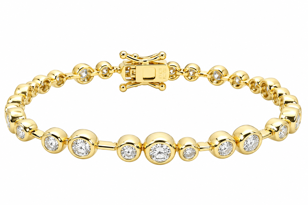 Sterling Silver Moissanite Bezel Setting Bracelet - 7" 3.11 CTW VVS D