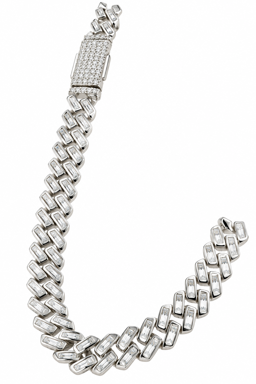 Sterling Silver Baguette Moissanite 6mm Monaco Bracelet - 7" 3.38 CTW VVS D