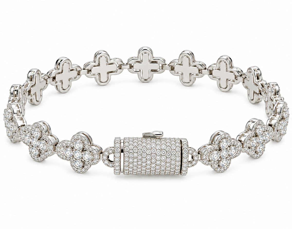 Sterling Silver Moissanite Cross Tennis Bracelet - 8.25" 6.15 CTW VVS D