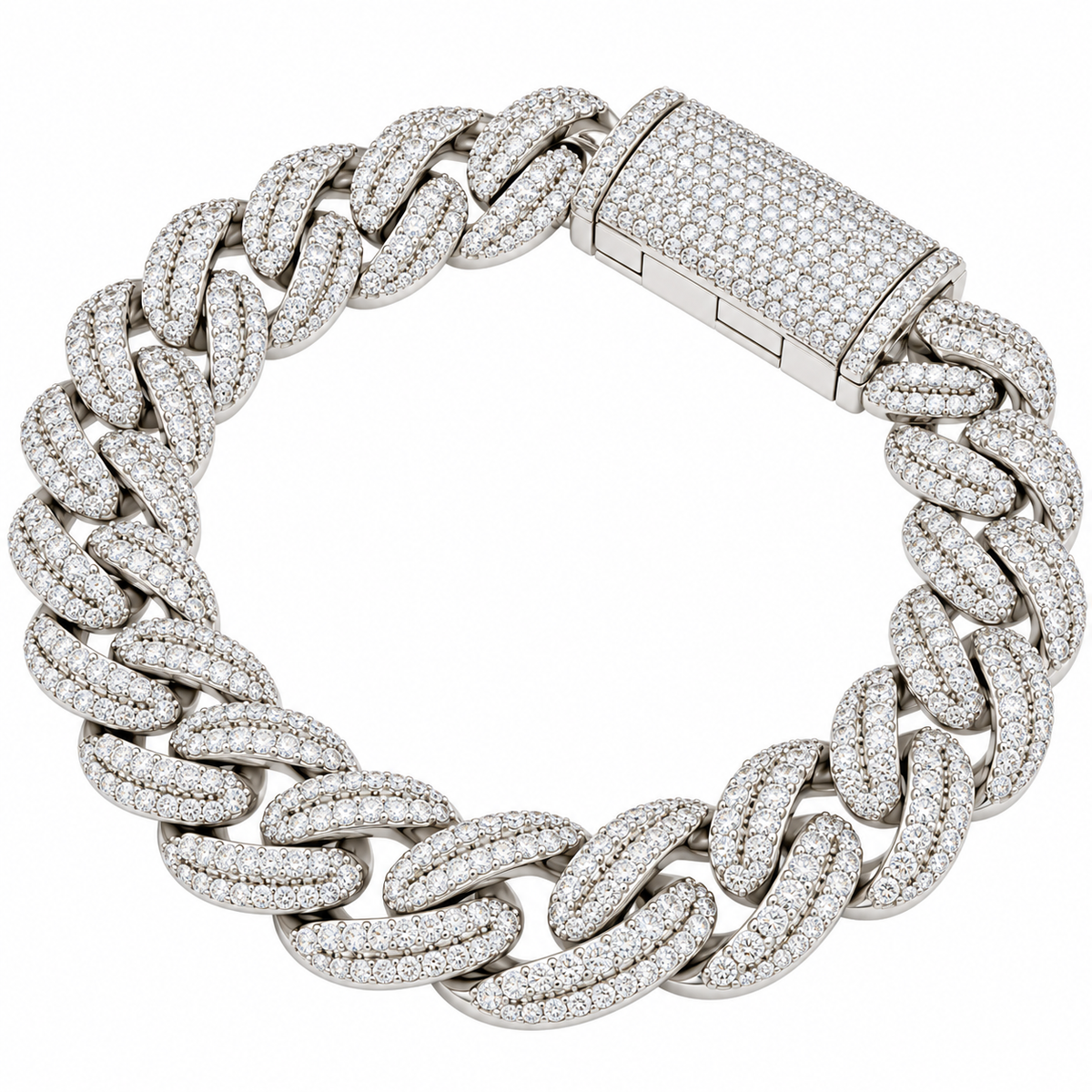 Sterling Silver Moissanite 13mm Cuban Bracelet - 8.5" 9.83 CTW VVS D