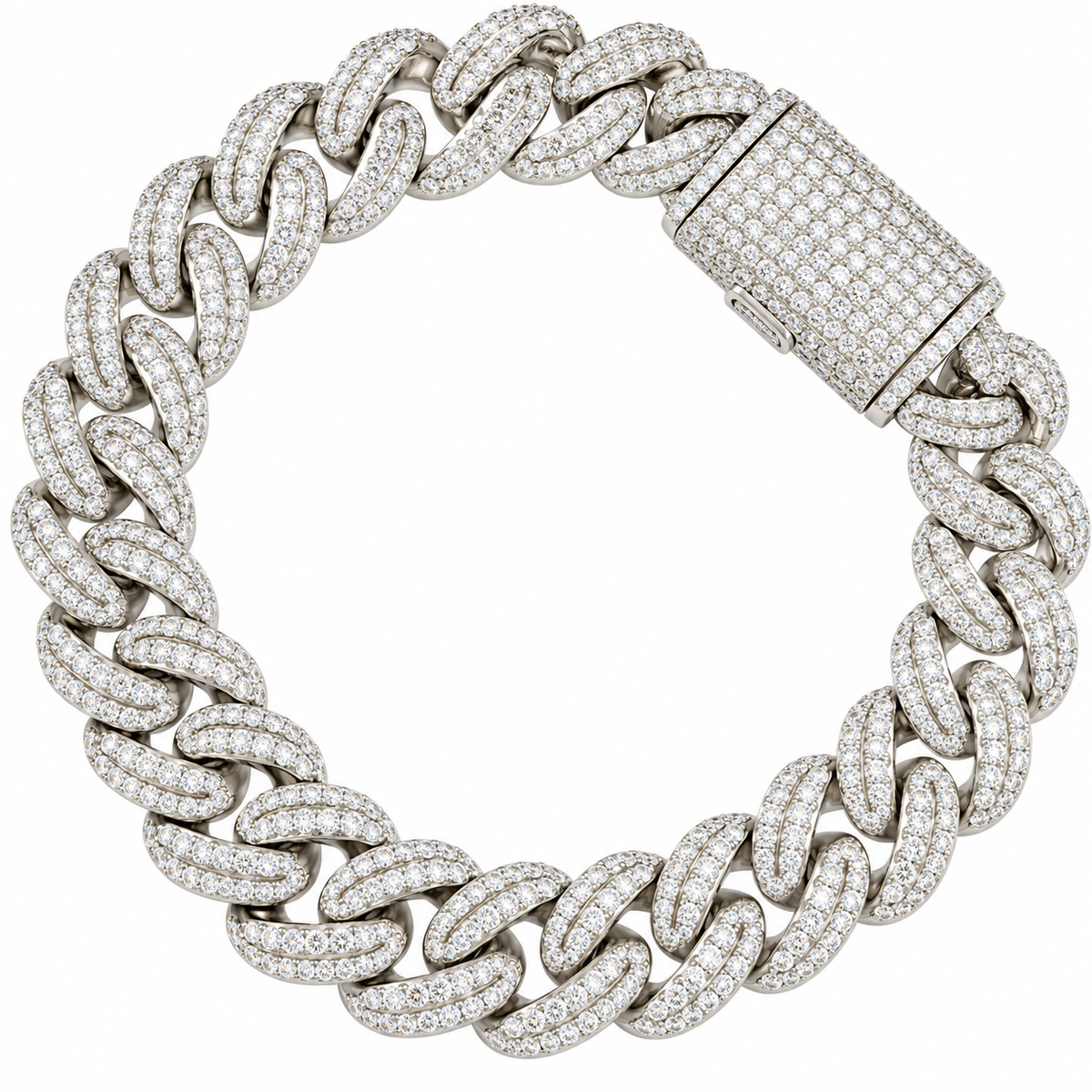 Sterling Silver Moissanite 13mm Cuban Bracelet - 8.5" 9.83 CTW VVS D
