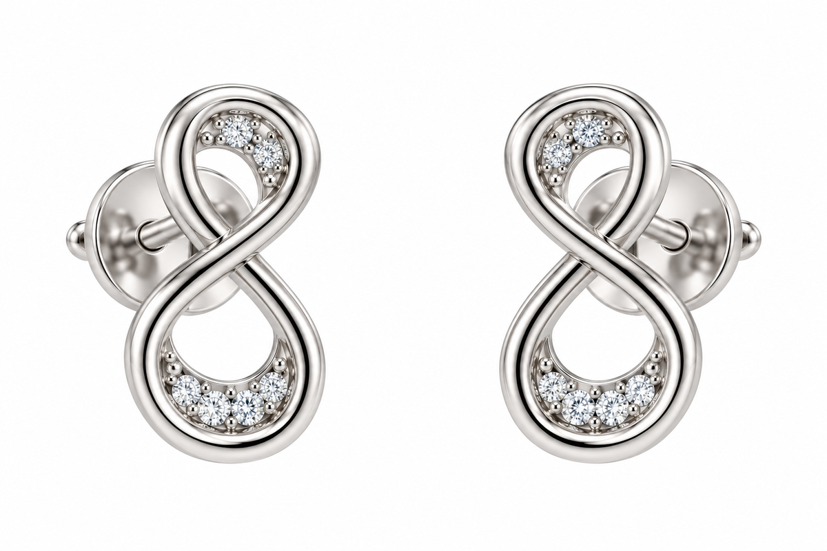 Sterling Silver Moissanite Infinity Stud Earrings - 0.11 CTW VVS D