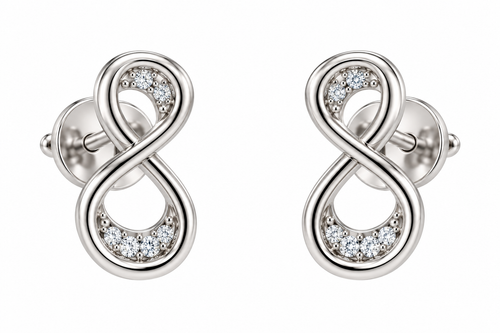 Sterling Silver Moissanite Infinity Stud Earrings - 0.11 CTW VVS D