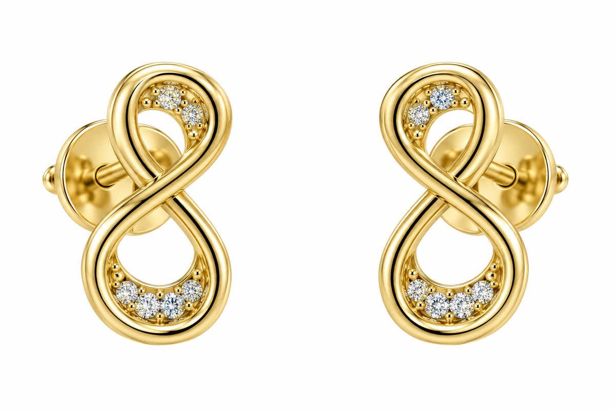 Sterling Silver Moissanite Infinity Stud Earrings - 0.11 CTW VVS D