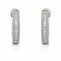 Sterling Silver 1.16 CTW Moissanite Baguette Pave Oval Huggie Hoop Earrings