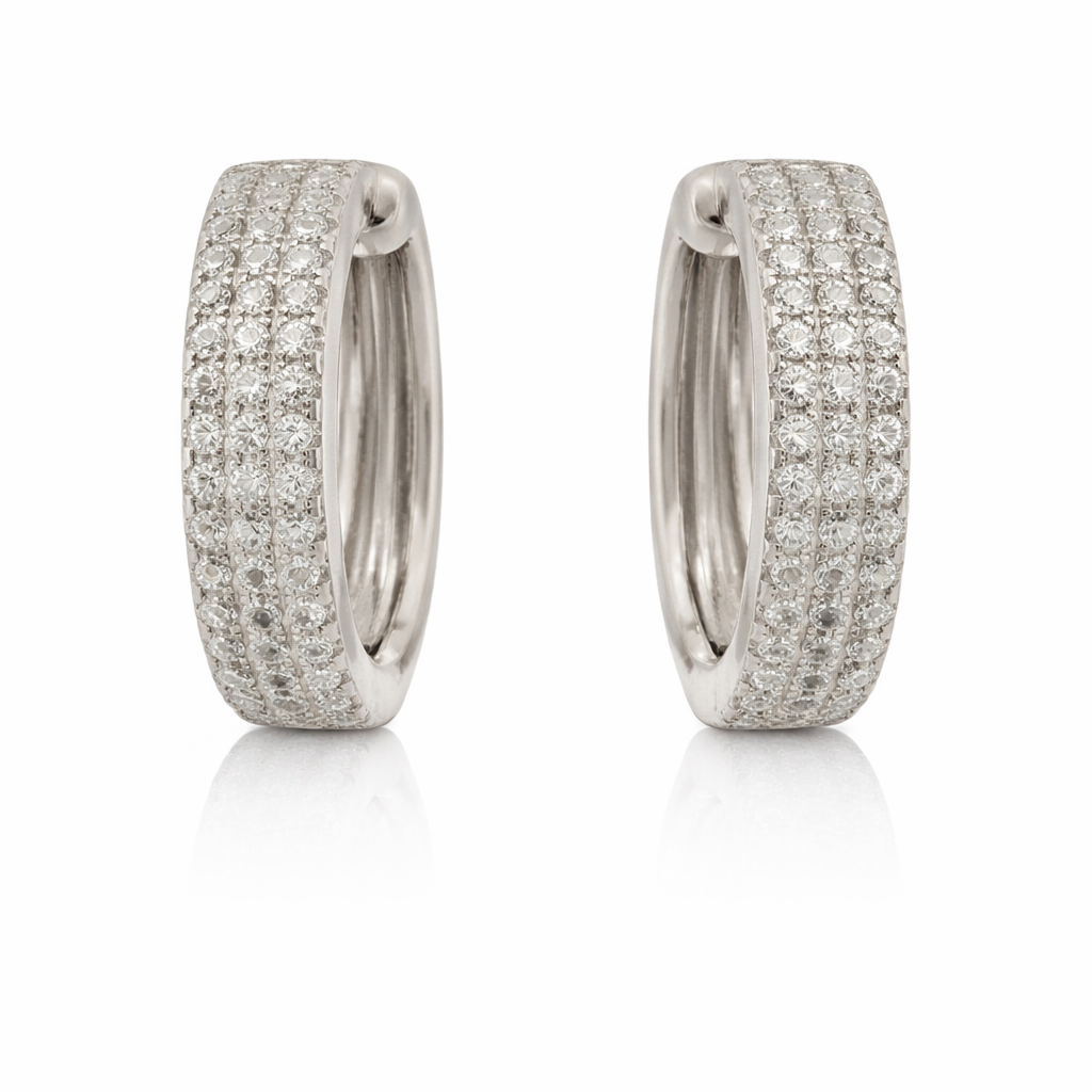 Sterling Silver 0.99 CTW Moissanite Pave Small Huggie Hoop Earrings